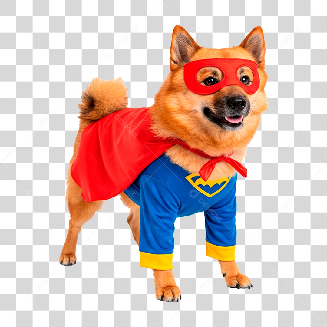 Cachorro com Fantasia de Super Herói PNG Transparente