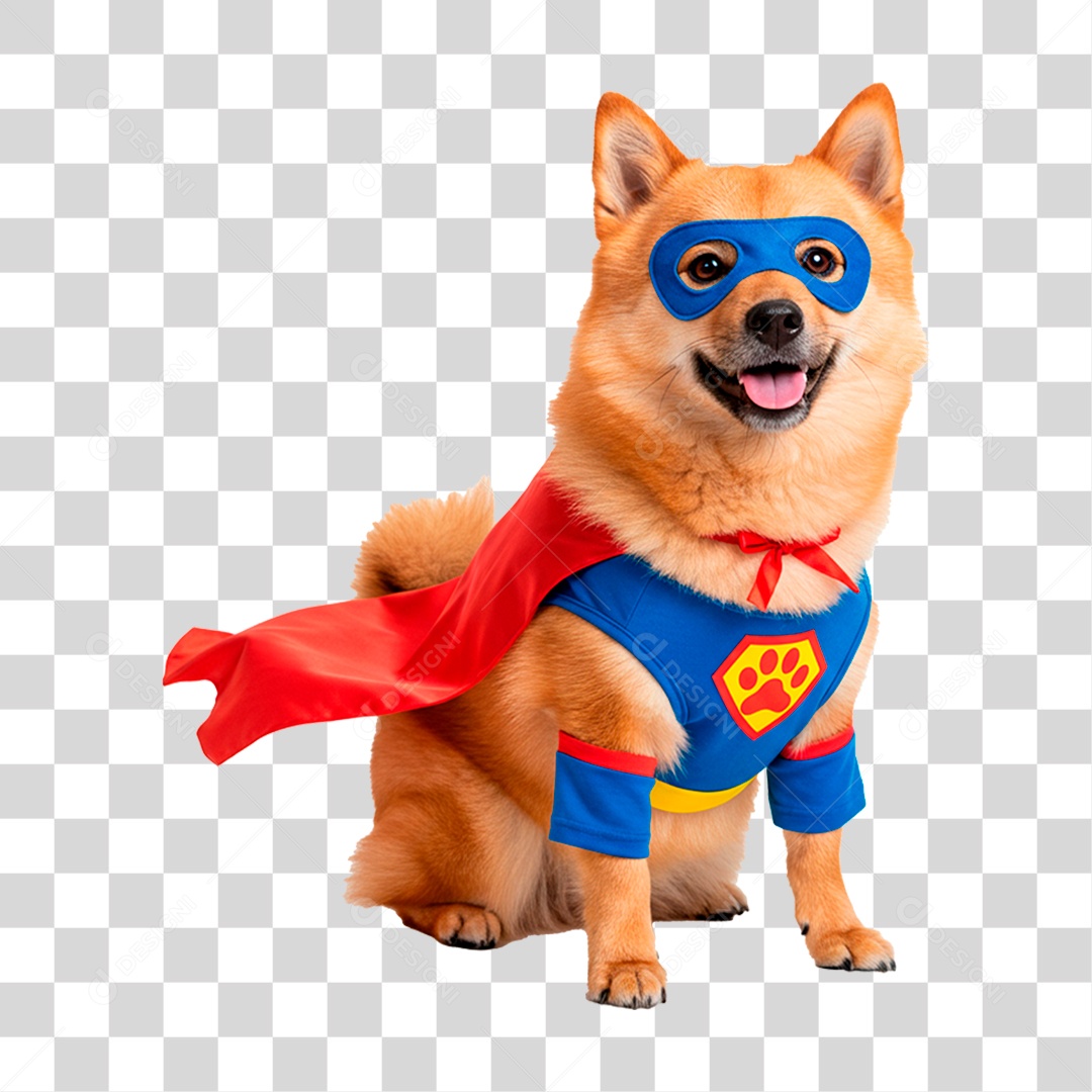 Cachorro com Fantasia de Super Herói PNG Transparente