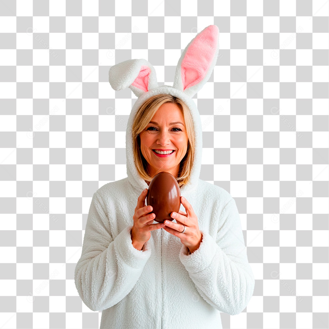 Mulher com Fantasia de Coelho PNG Transparente