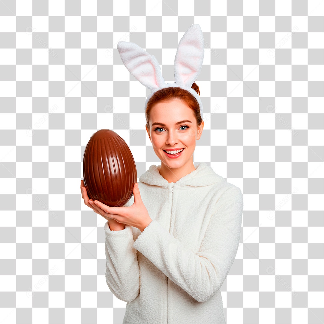 Mulher com Fantasia de Coelho PNG Transparente