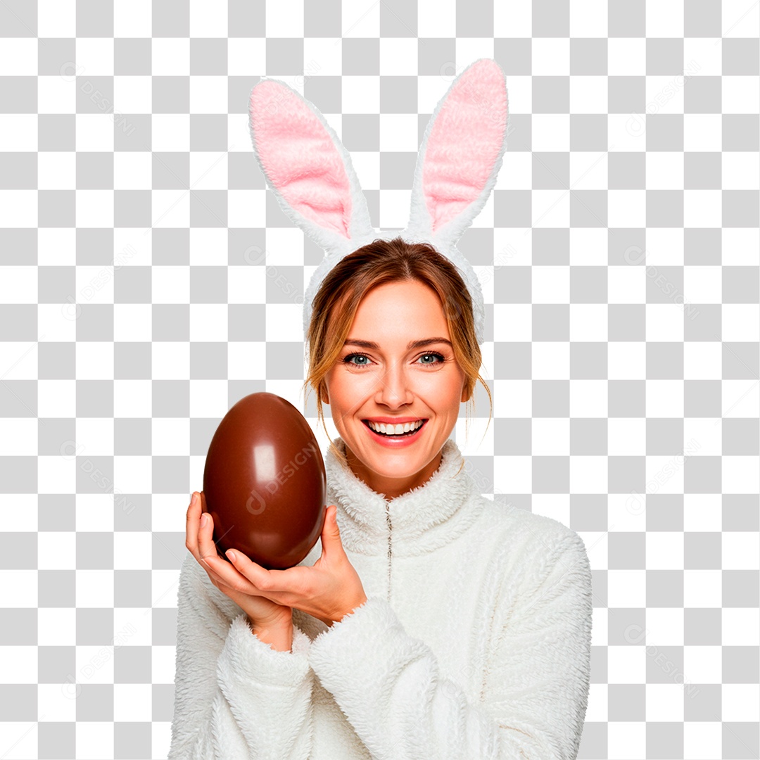 Mulher com Fantasia de Coelho PNG Transparente