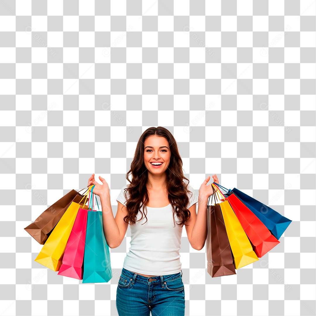 Mulher com Sacolas Compras Lojas Roupas Acessório PNG Transparente