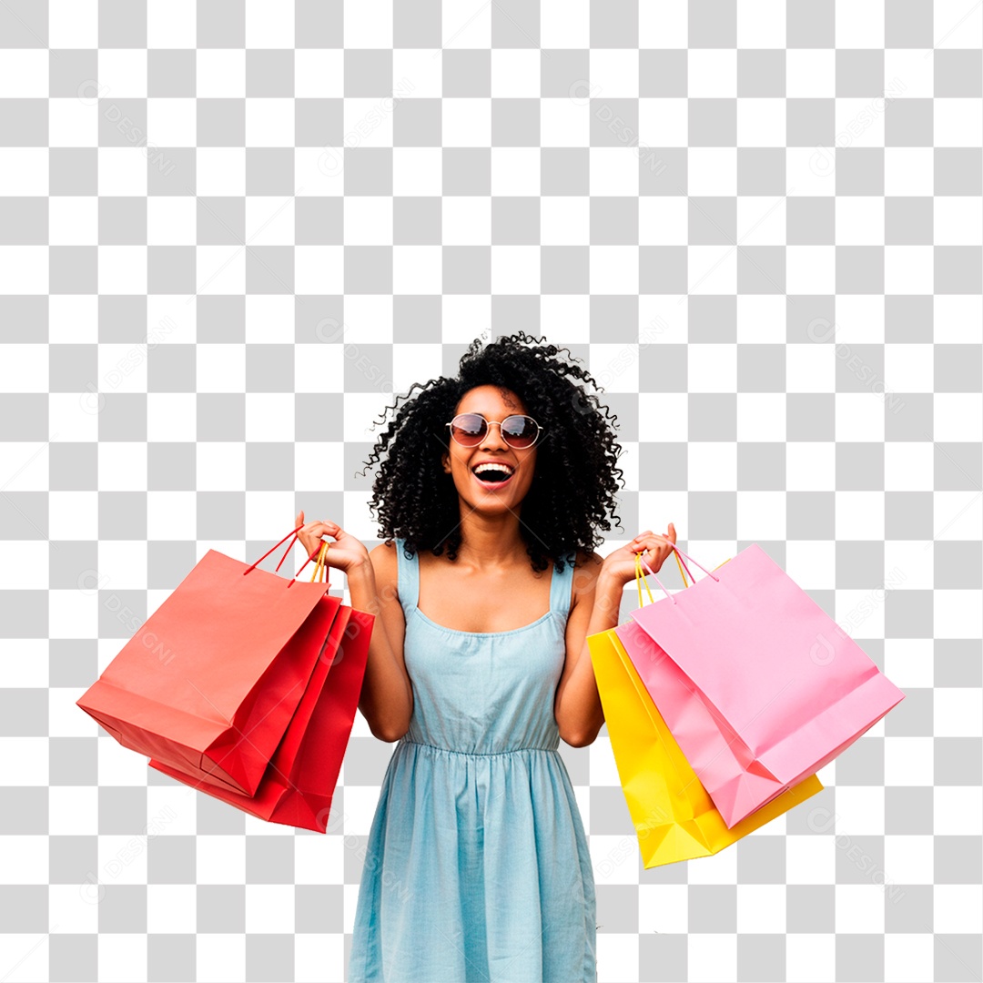 Mulher com Sacolas PNG Transparente