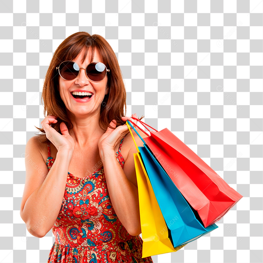 Mulher com Sacolas PNG Transparente