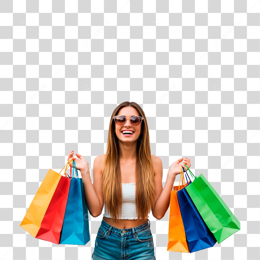 Mulher com Sacolas PNG Transparente