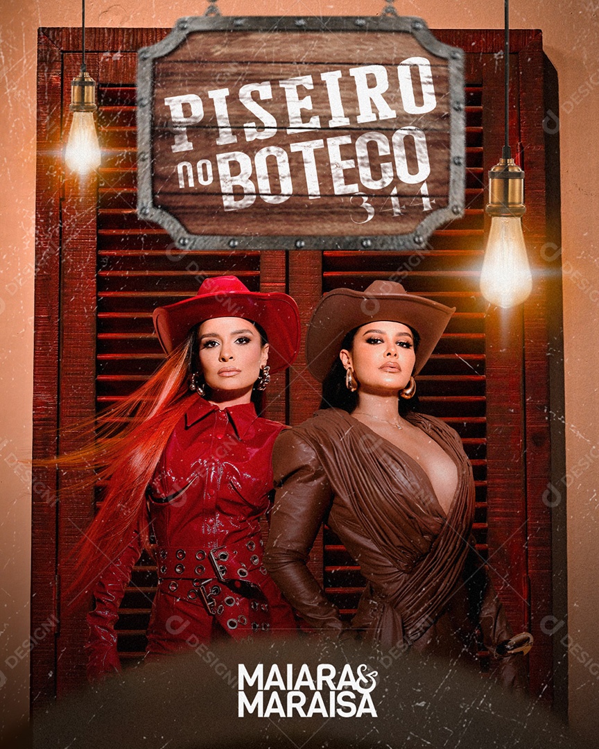 Flyer Piseiro no Boteco Maiara e Maraisa Social Media PSD Editável