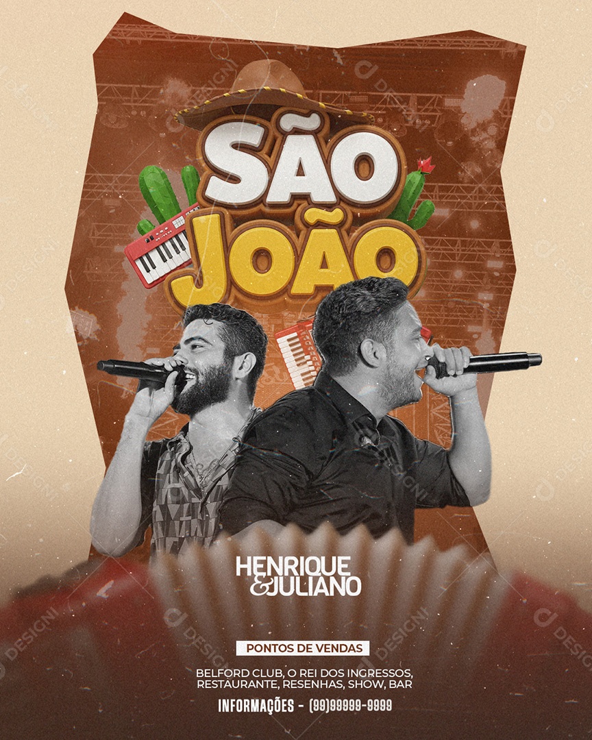 Flyer São João Henrique e Juliano Social Media PSD Editável