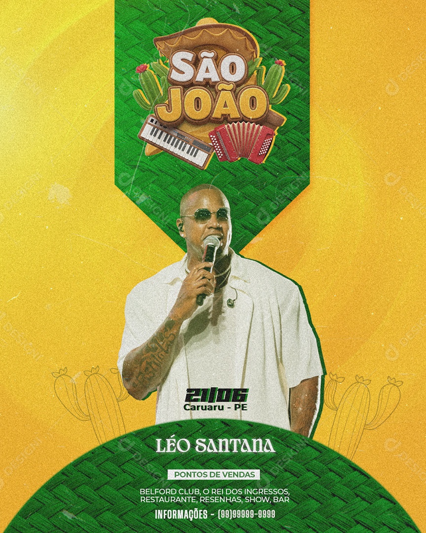 Flyer São João Leo Santana Social Media PSD Editável