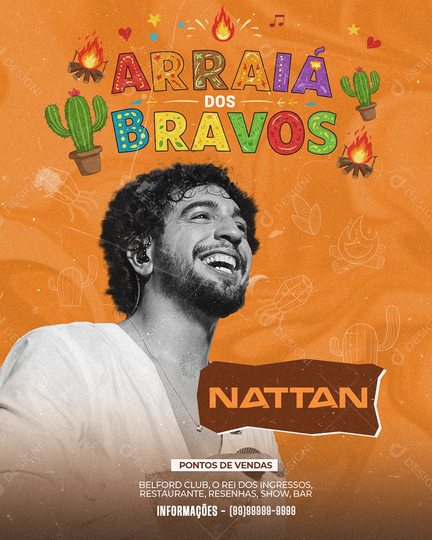 Flyer Arraiá dos Bravos Nattan Social Media PSD Editável