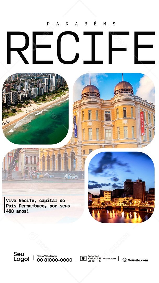 Story Parabéns Recife Feliz Aniversário Social Media PSD Editável