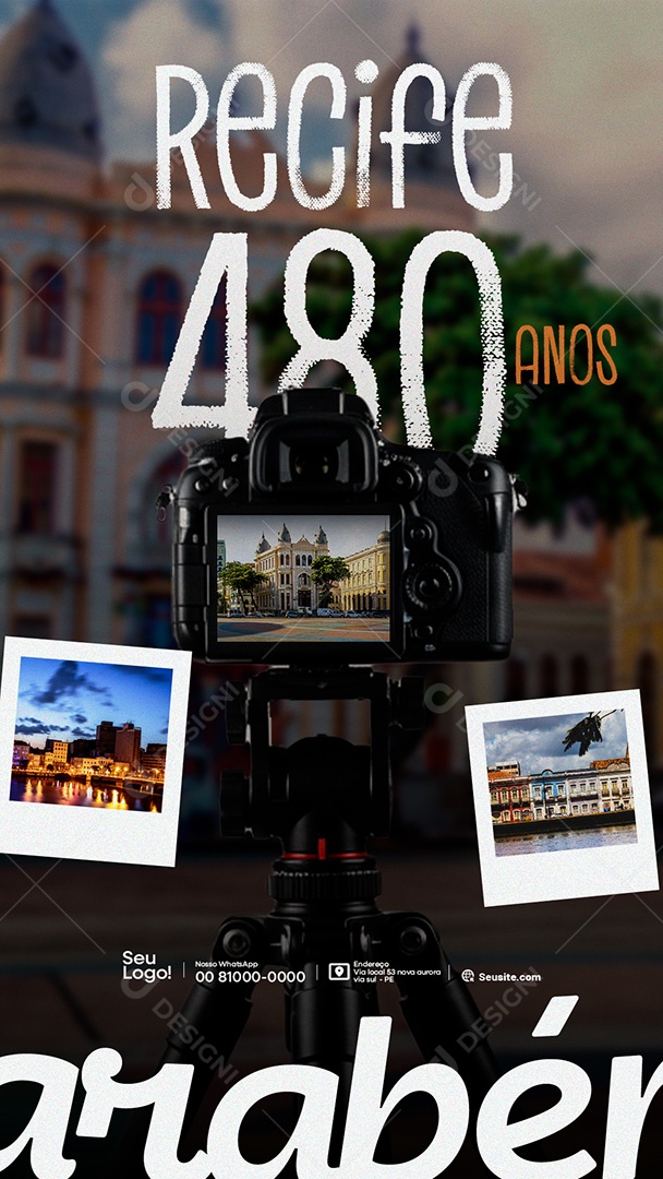 Story Parabéns Recife Pelos Seus 480 Anos Feliz Aniversário Social Media PSD Editável