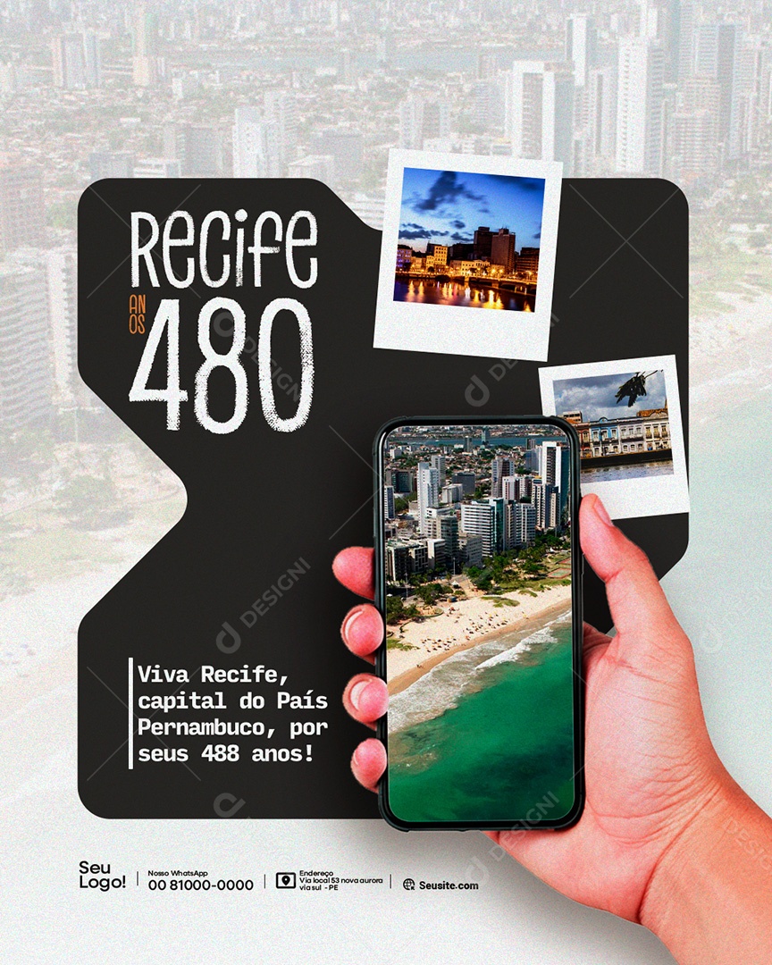 Parabéns Recife Pelos Seus 480 Anos Feliz Aniversário Social Media PSD Editável
