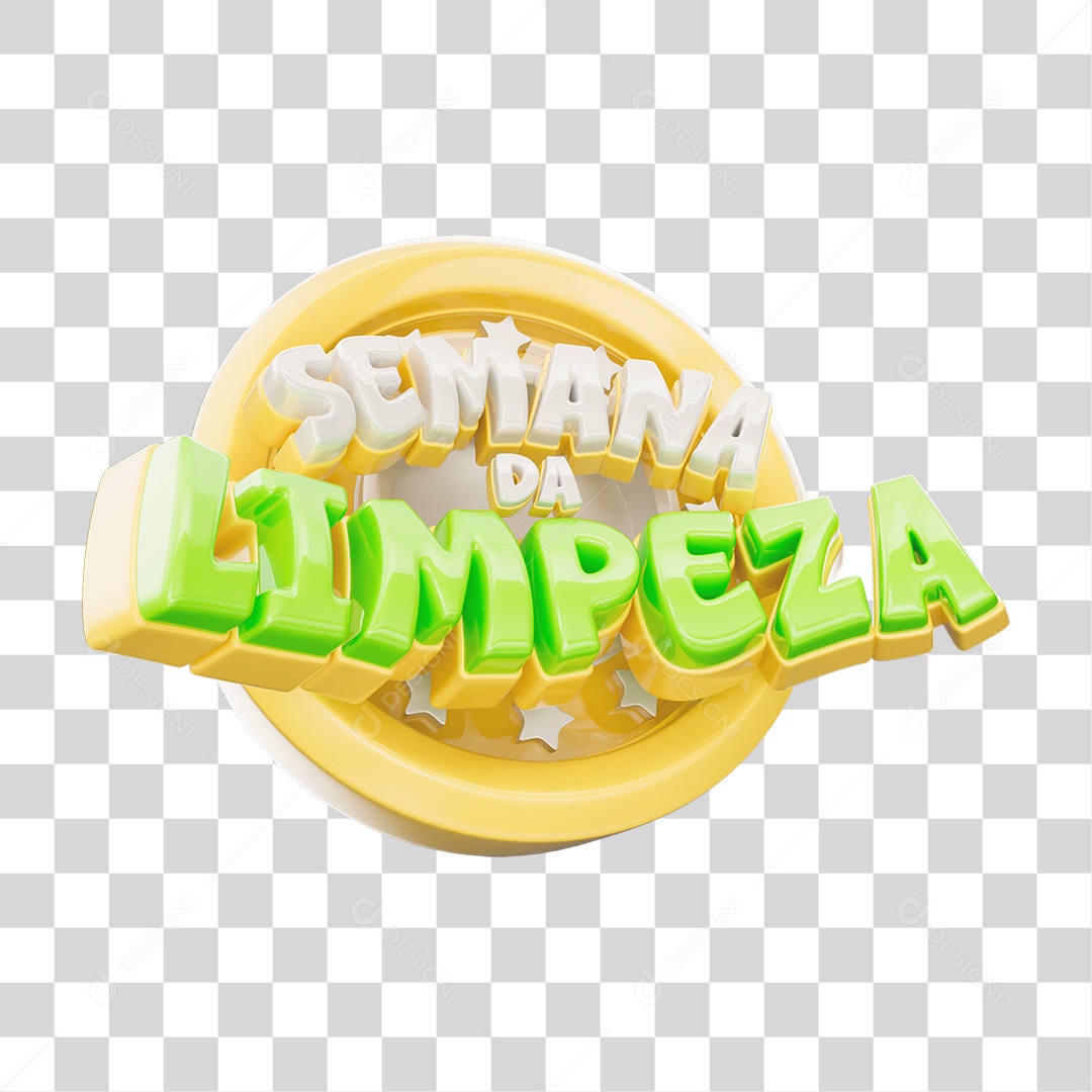 Selo 3D Semana da Limpeza PNG Transparente