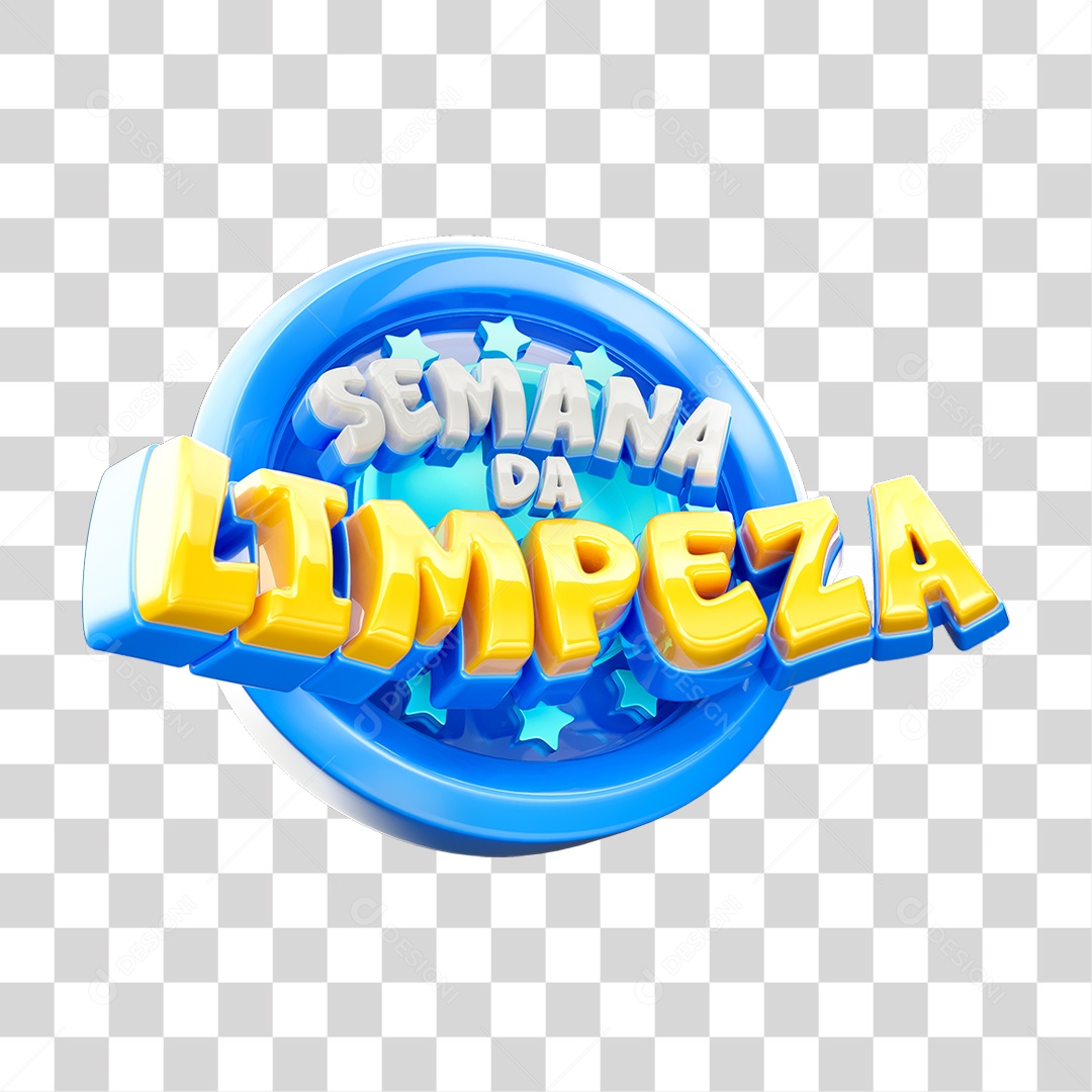 Selo 3D Semana da Limpeza PNG Transparente