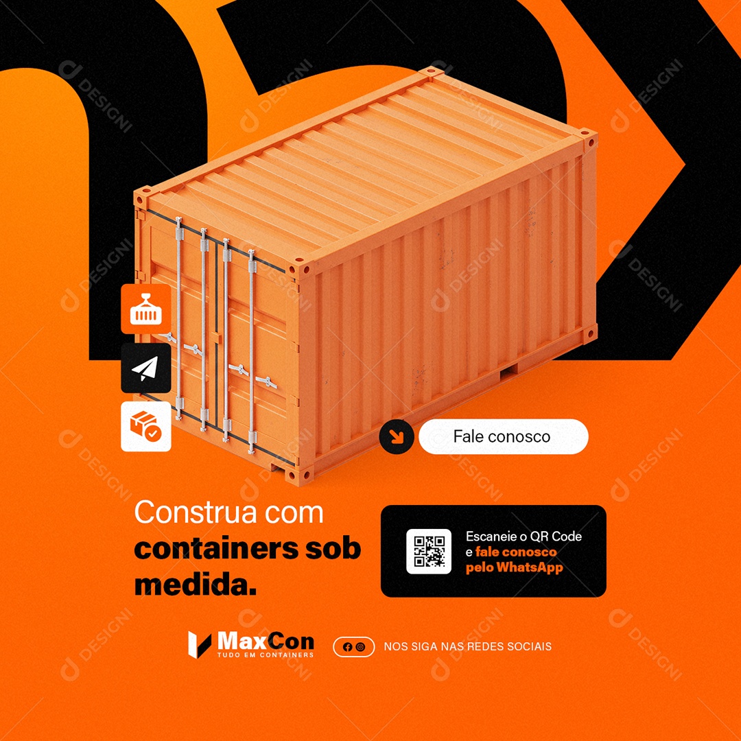 Construa com Containers Sob Medida Social Media PSD Editável