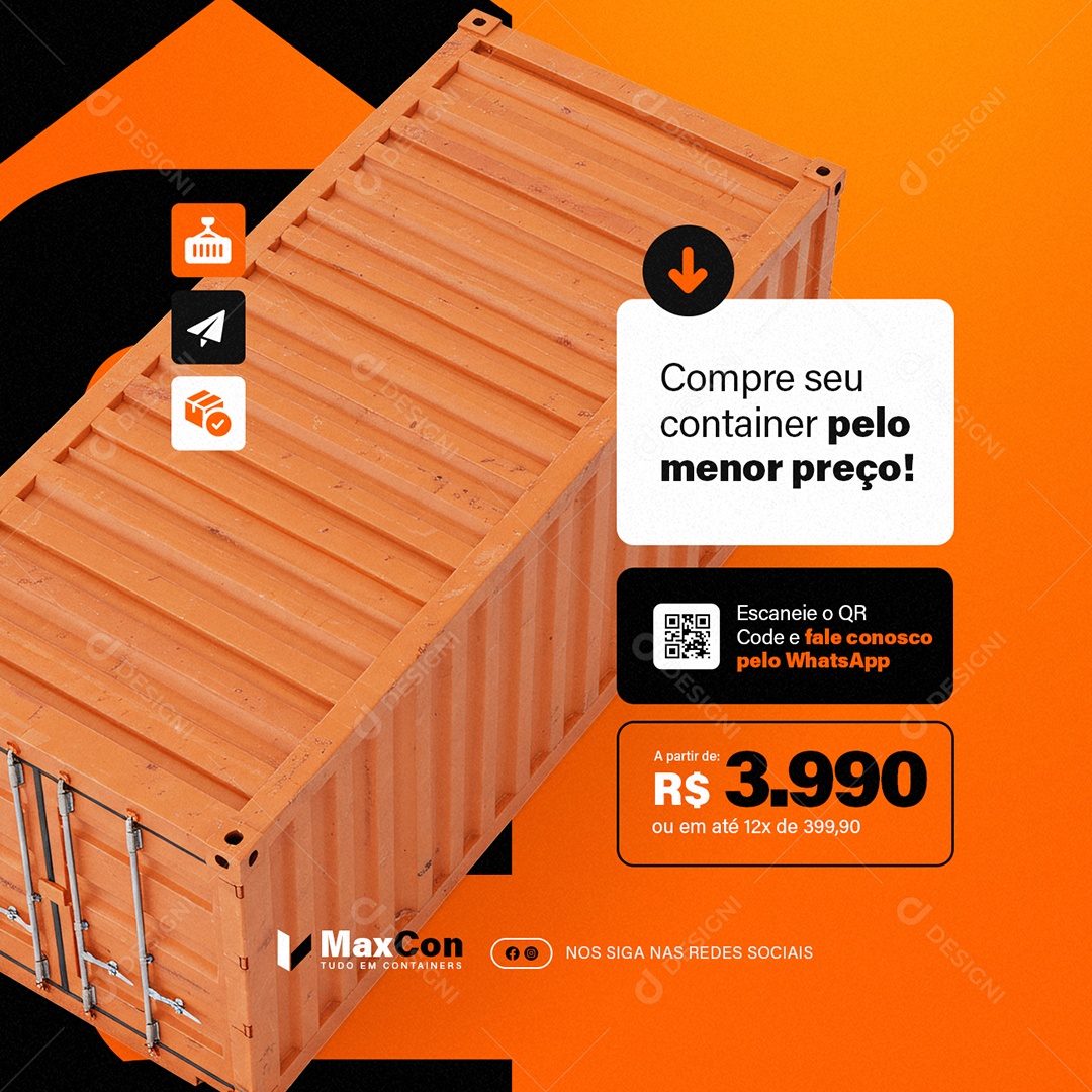 Containers Compre seu Container Pelo Menor Preço Social Media PSD Editável