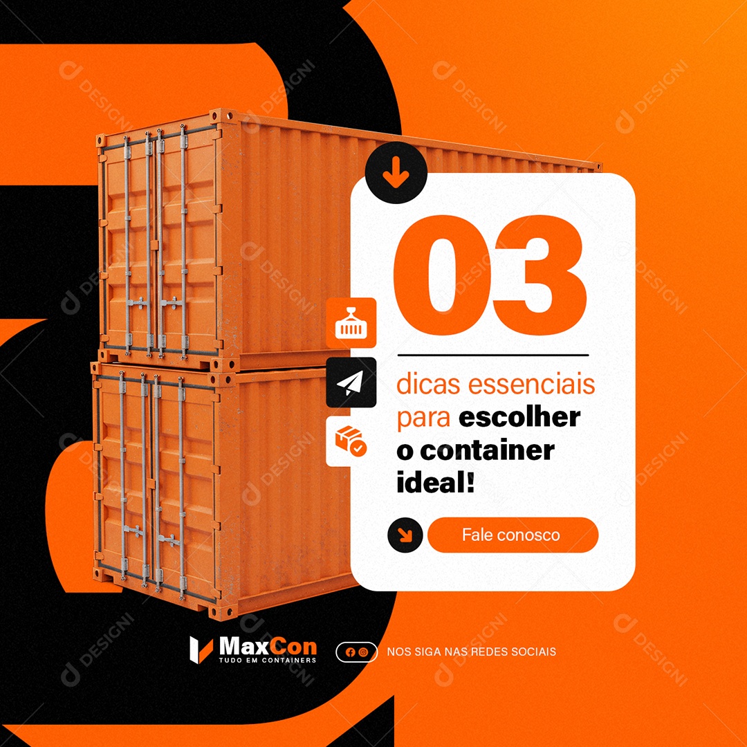Containers Três Dicas Essenciais para Escolher o Container Ideal Social Media PSD Editável