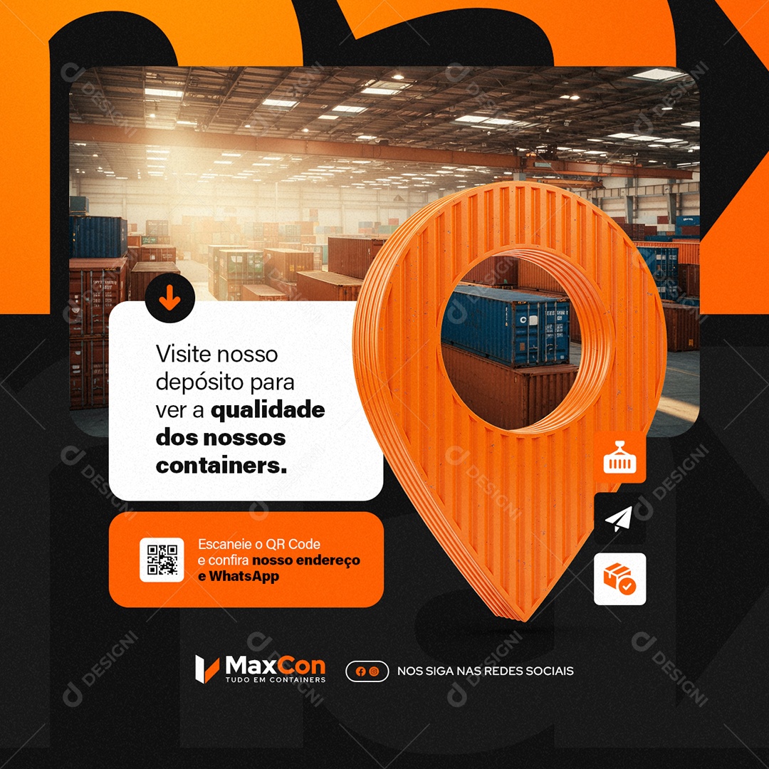 Containers Visite Nosso Depósito para Ver a Qualidade Social Media PSD Editável