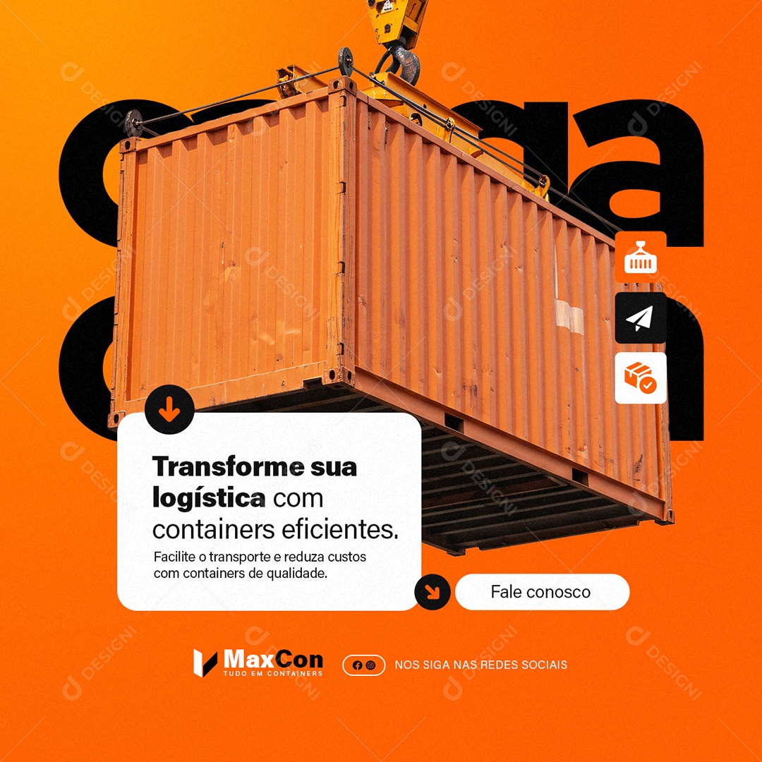 Transforme sua Logística com Containers Eficientes Social Media PSD Editável