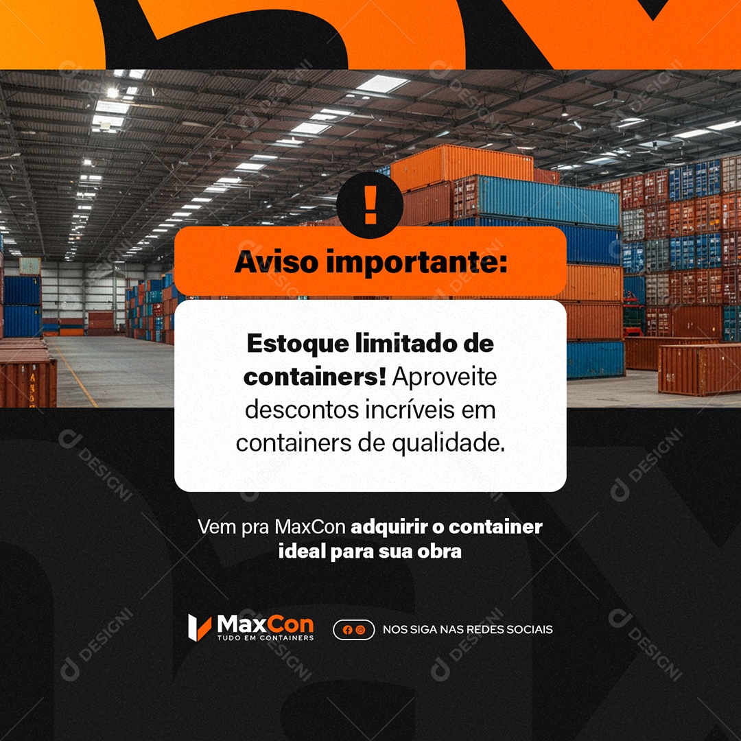 Containers Aviso Importante Social Media PSD Editável