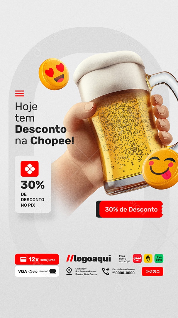 Story Sexta da Breja Chopearia Hoje tem Desconto 30% de Desconto Social Media PSD Editável