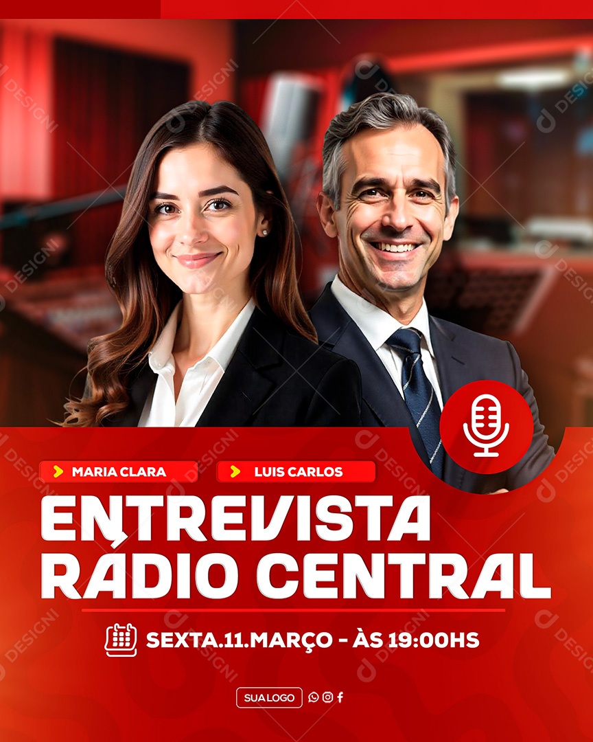 Entrevista Radio Central Social Media PSD Editável