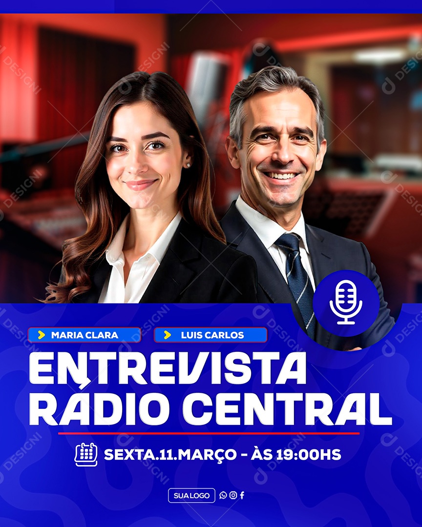 Entrevista Radio Central Social Media PSD Editável