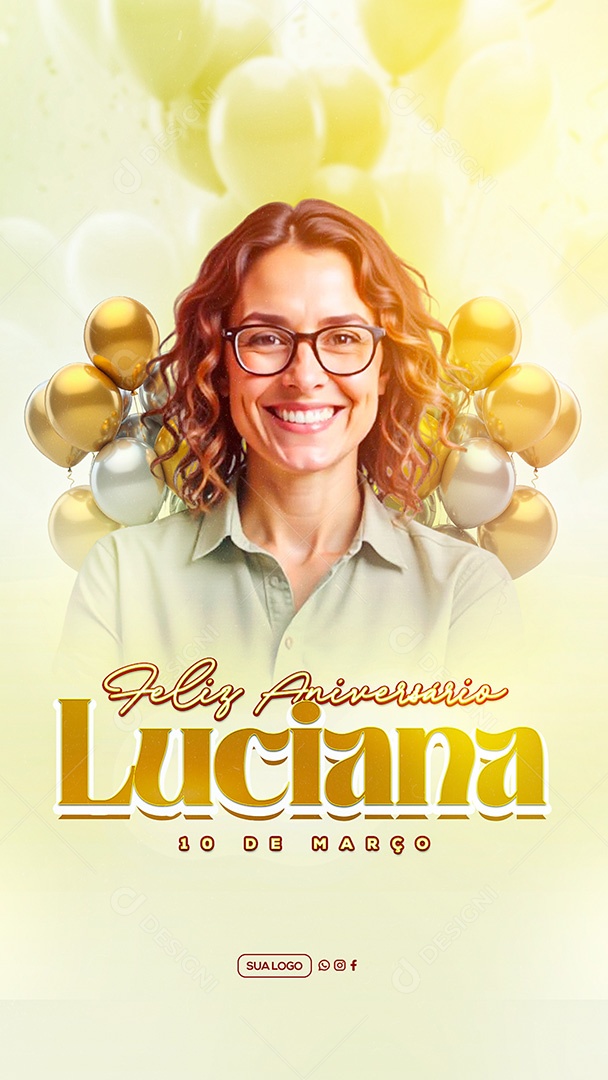 Story Feliz Aniversário Parabéns Luciana Social Media PSD Editável