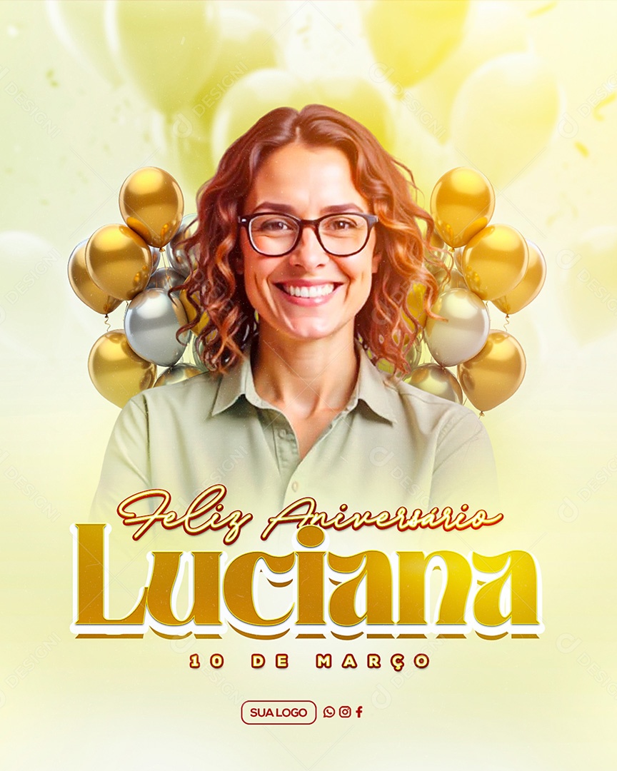 Feliz Aniversário Parabéns Luciana Social Media PSD Editável