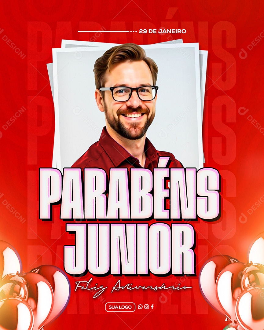 Story Feliz Aniversário Parabéns Junior Social Media PSD Editável