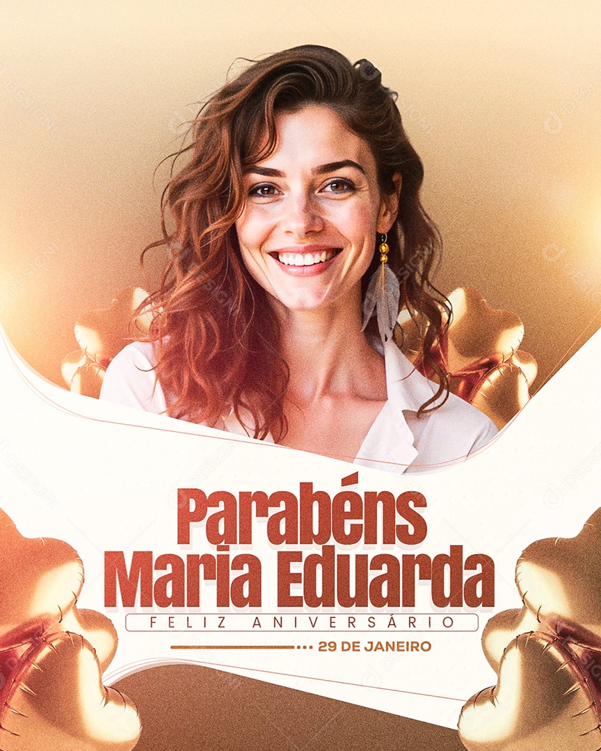 Feliz Aniversário Parabéns Maria Eduarda Social Media PSD Editável