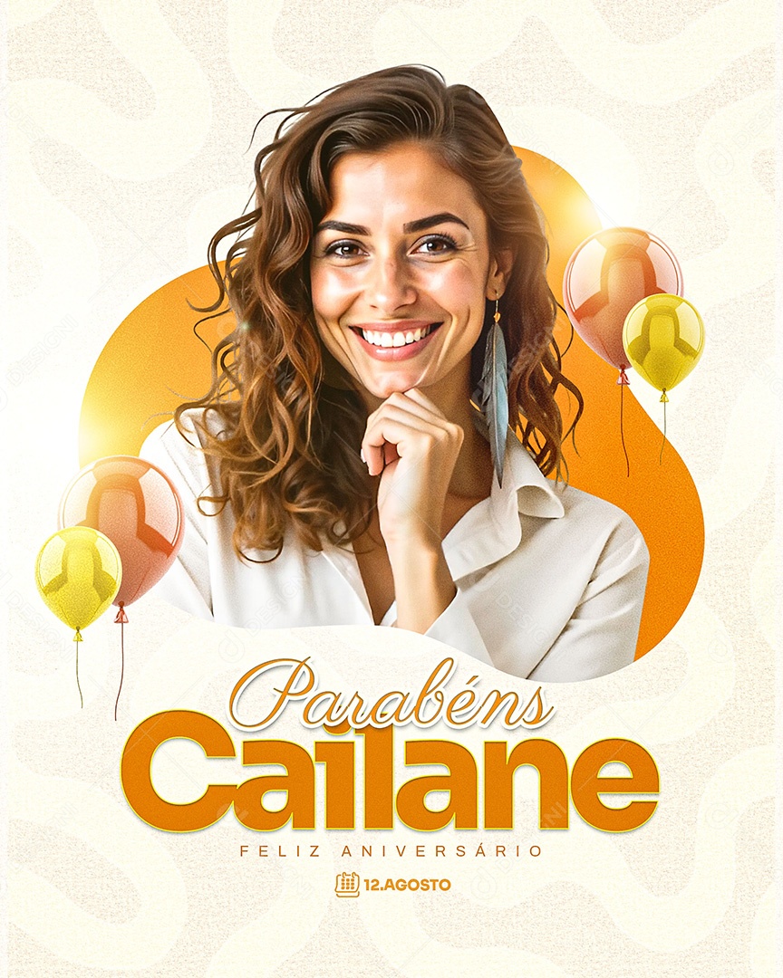 Feliz Aniversário Parabéns Cailane Social Media PSD Editável
