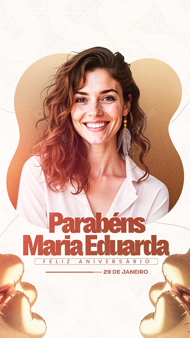 Story Feliz Aniversário Parabéns Maria Eduarda Social Media PSD Editável