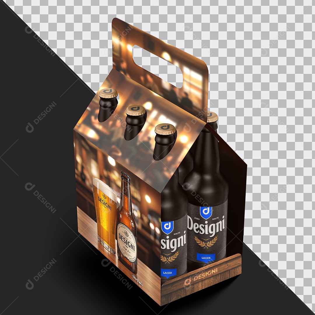 Mockup de Poster Embalagem Pack de Cerveja  PSD Editável