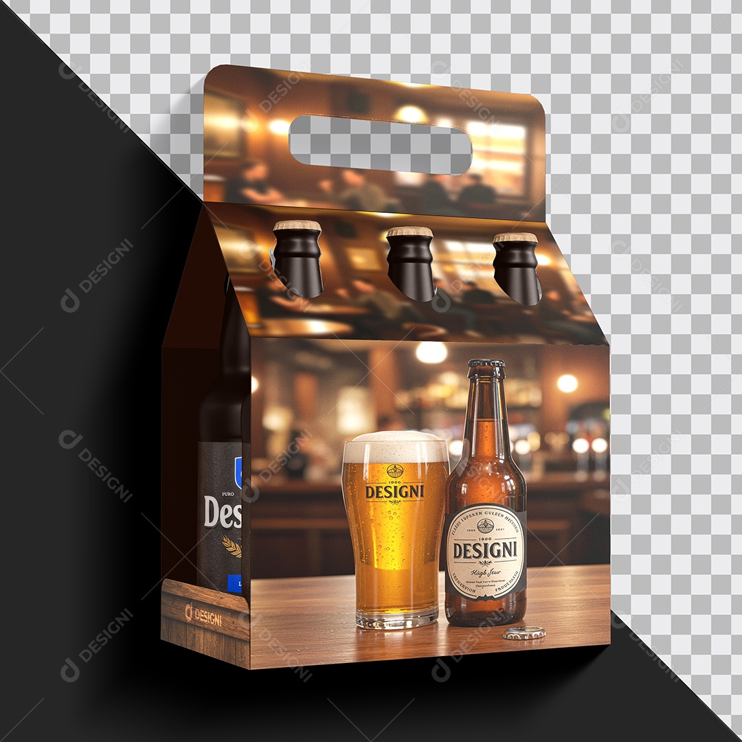 Mockup de Poster Embalagem Pack de Cerveja  PSD Editável