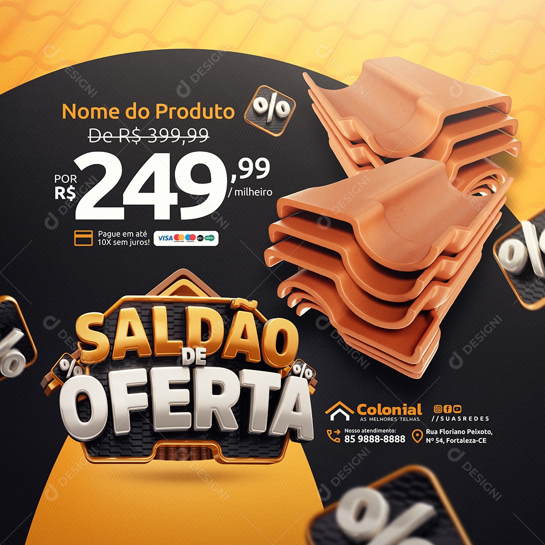 Saldão de Oferta Loja de Telhas As Melhores Telhas Social Media PSD Editável