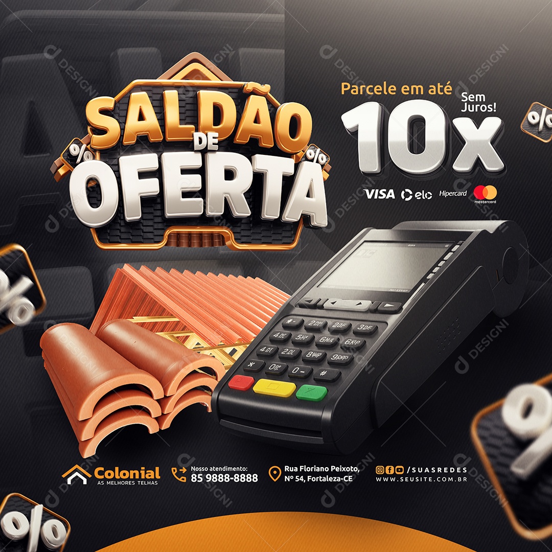Saldão de Oferta Loja de Telhas Telhado Parcele Social Media PSD Editável