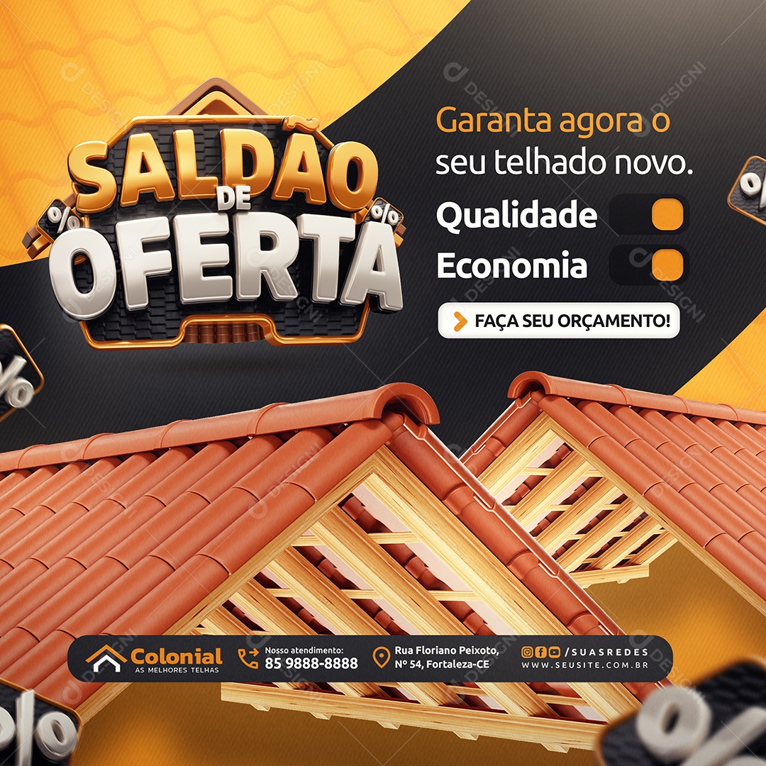 Saldão de Oferta Loja de Telhas Garanta Agora o Seu Telhado Novo Social Media PSD Editável