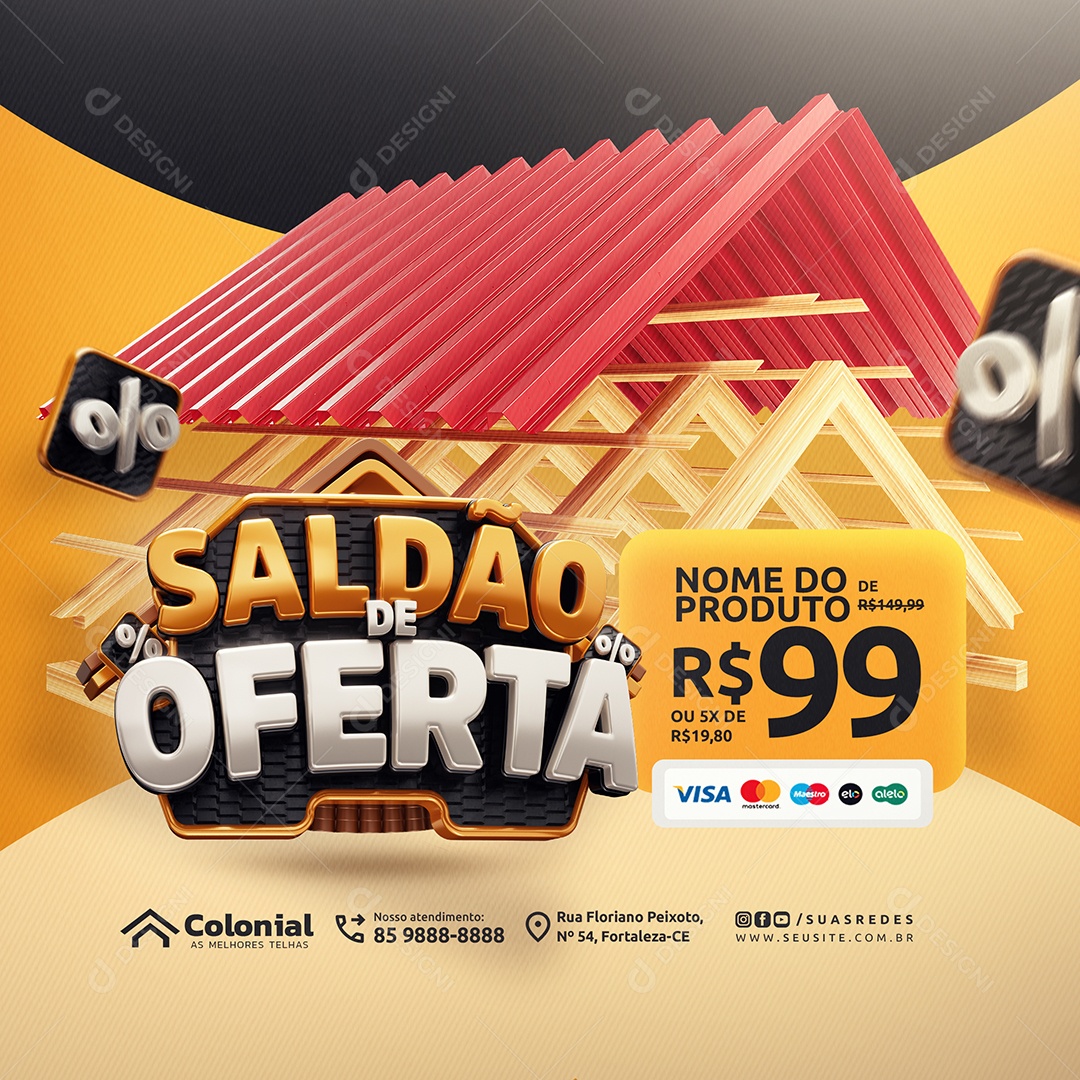 Saldão de Oferta Loja de Telhas Telhado Social Media PSD Editável