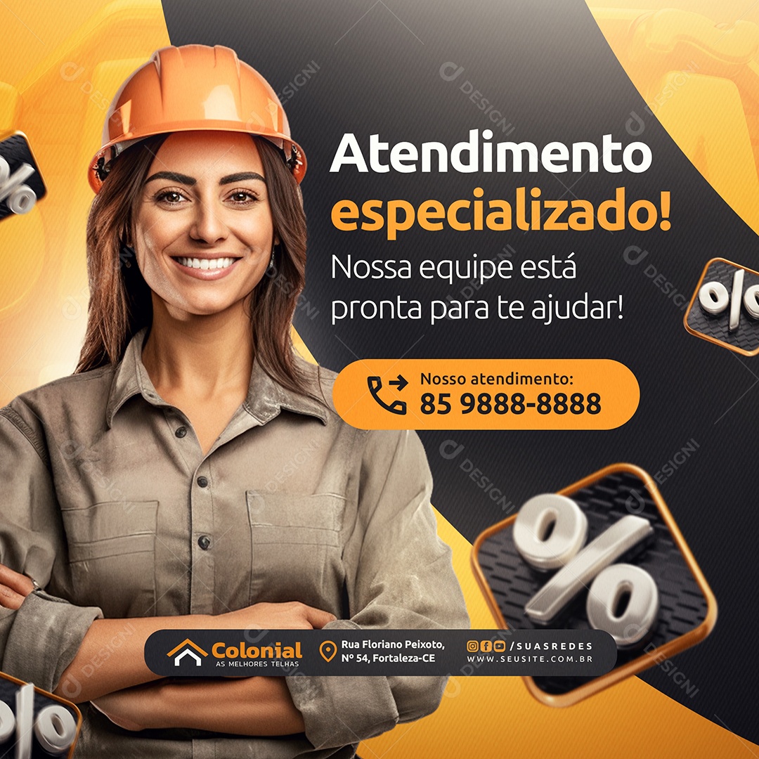 Saldão de Oferta Loja de Telhas Atendimento Especializado Social Media PSD Editável
