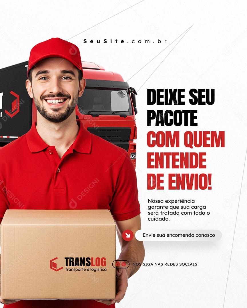 Transportadora Deixe Seu Pacote Com Quem Entende Social Media PSD Editável