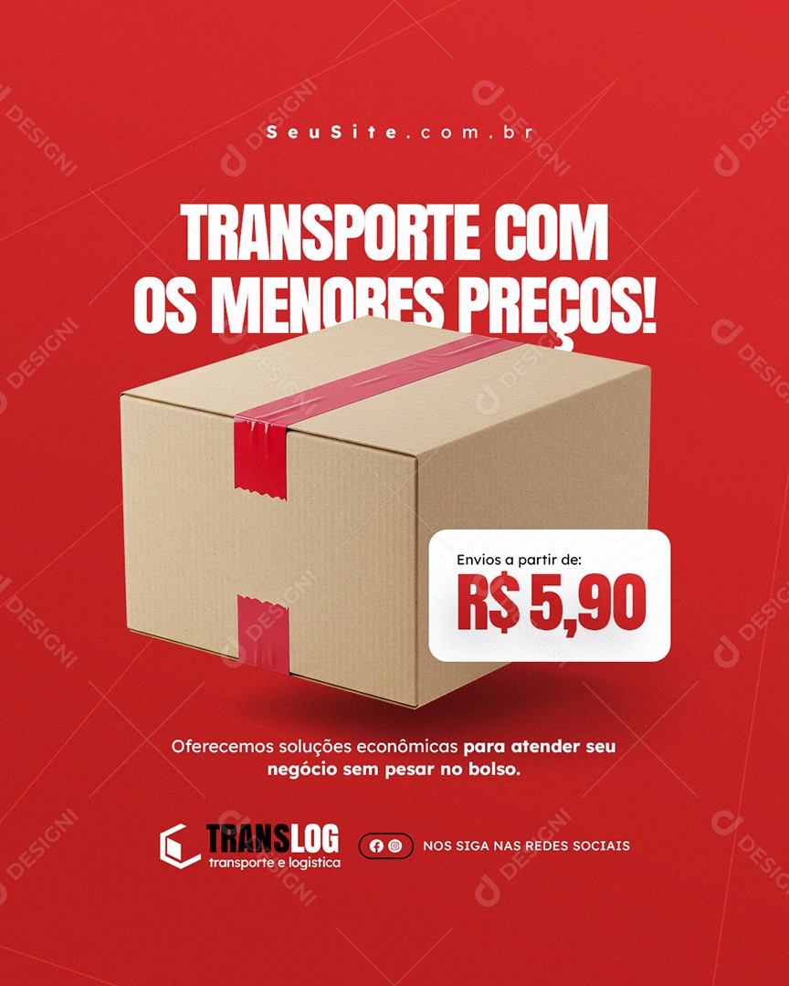 Transportadora Transporte Com os Menores Preços Social Media PSD Editável