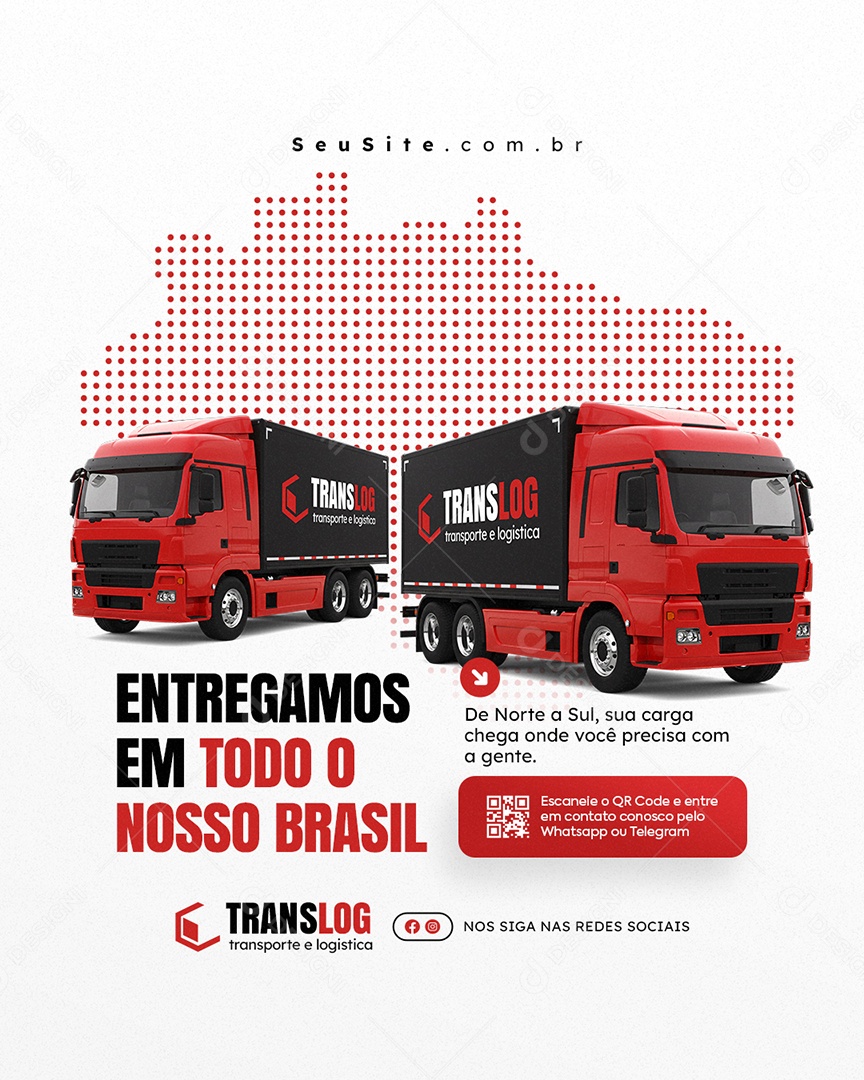 Transportadora Entregamos Em Todo o Nosso Brasil Social Media PSD Editável