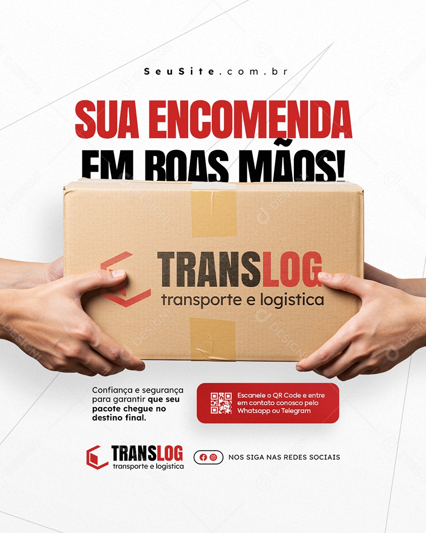 Transportadora Sua Encomenda Em Boas Mãos Social Media PSD Editável
