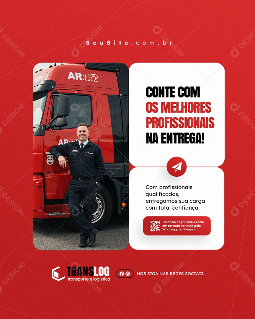 Transportadora Conte Com os Melhores Profissionais Social Media PSD Editável