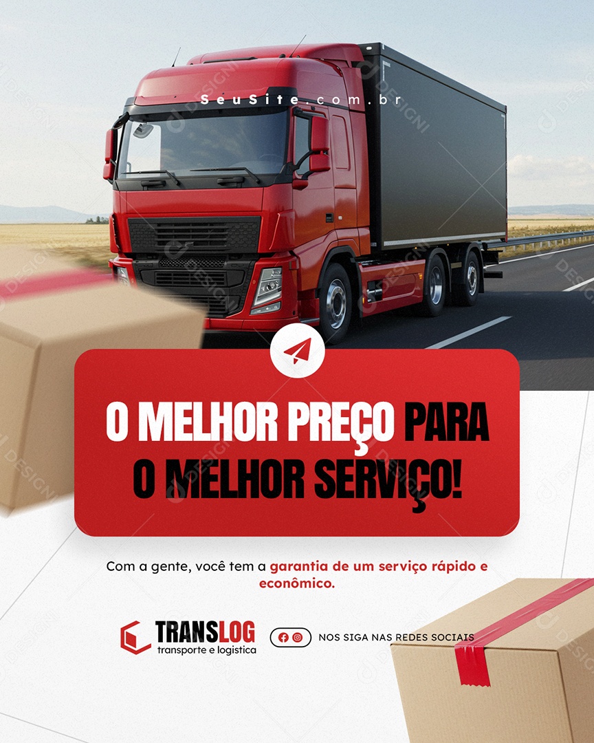 Transportadora O Melhor Preço Para o Melhor Serviço Social Media PSD Editável
