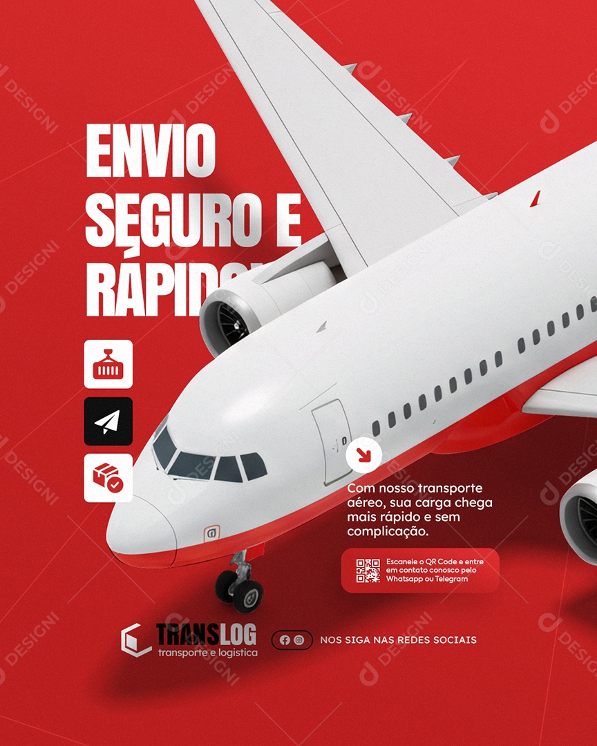 Transportadora Envio Seguro e Rápido Social Media PSD Editável