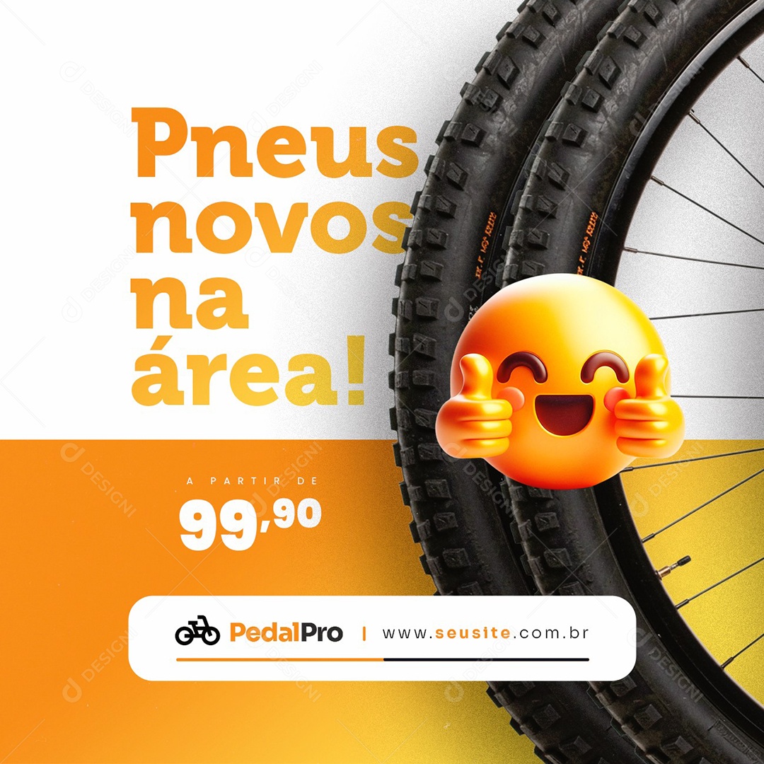 Bicicletaria Pneus Novos na Área Social Media PSD Editável