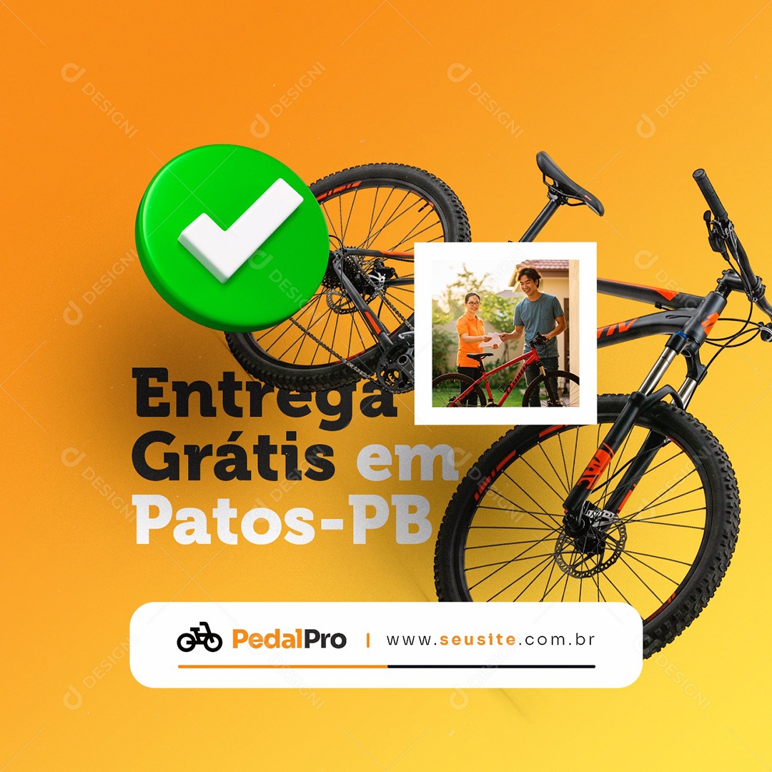 Bicicletaria Entrega Grátis em Patos Social Media PSD Editável