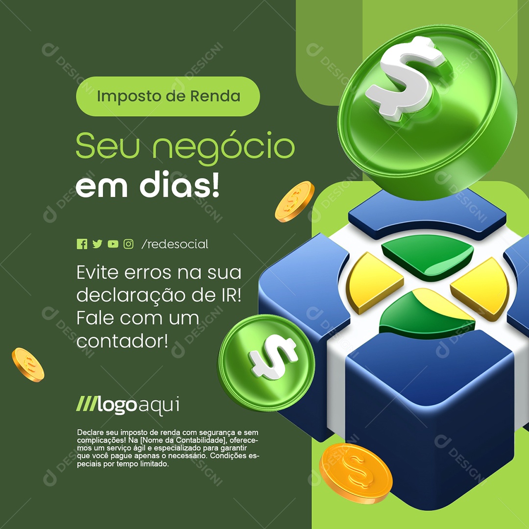Contabilidade Imposto de Renda Seu Negócio em Dias Social Media PSD Editável